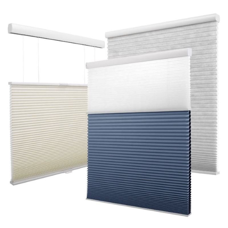 Manual cellular shades showing cordless and top-down bottom-up operation