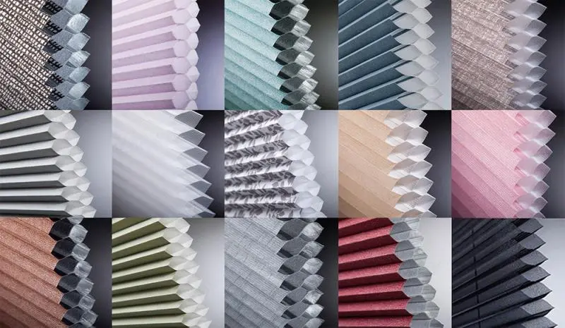 Close-up view of cellular shade fabric showing weave structure and light filtering properties