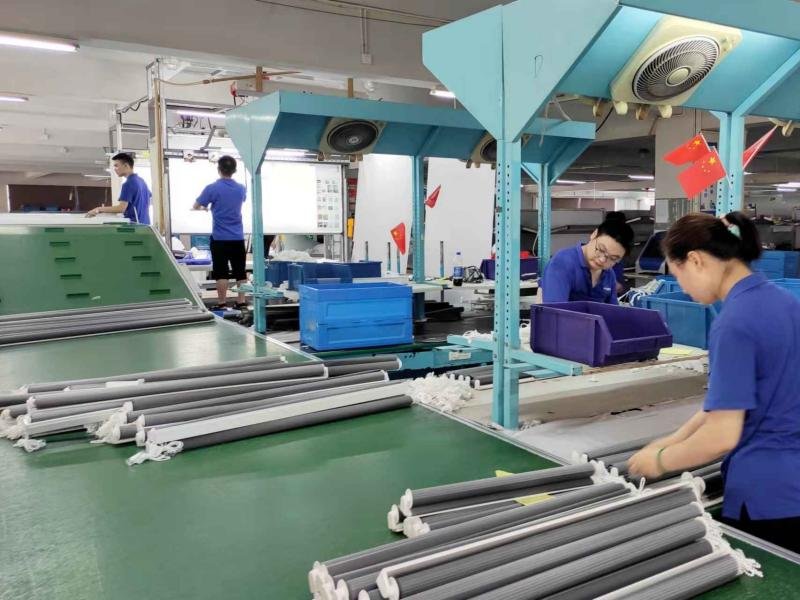 Shadesmart QC inspectors conducting pre-shipment finished goods audit on roller shades